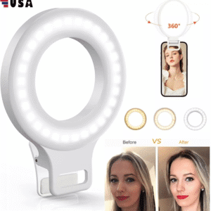 2Pcs Clip on Ring Light Rechargeable 60 LED